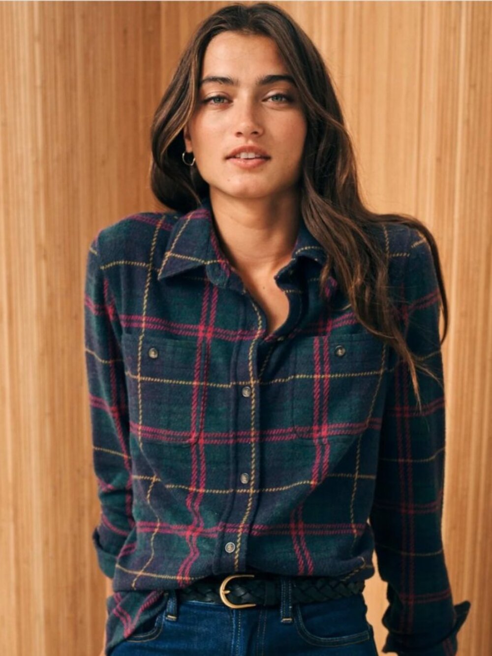NWT Faherty Women's Soft Legend Sweater Shirt in Outer Limits Plaid - Size XXL